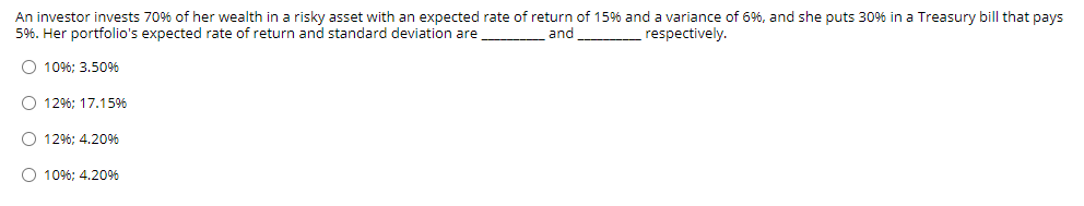 Solved An Investor Invests 70 Of Her Wealth In A Risky Chegg