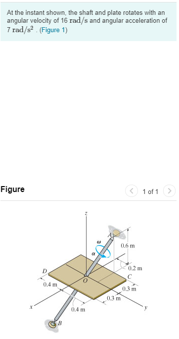 Solved At The Instant Shown The Shaft And Plate Rotates Chegg