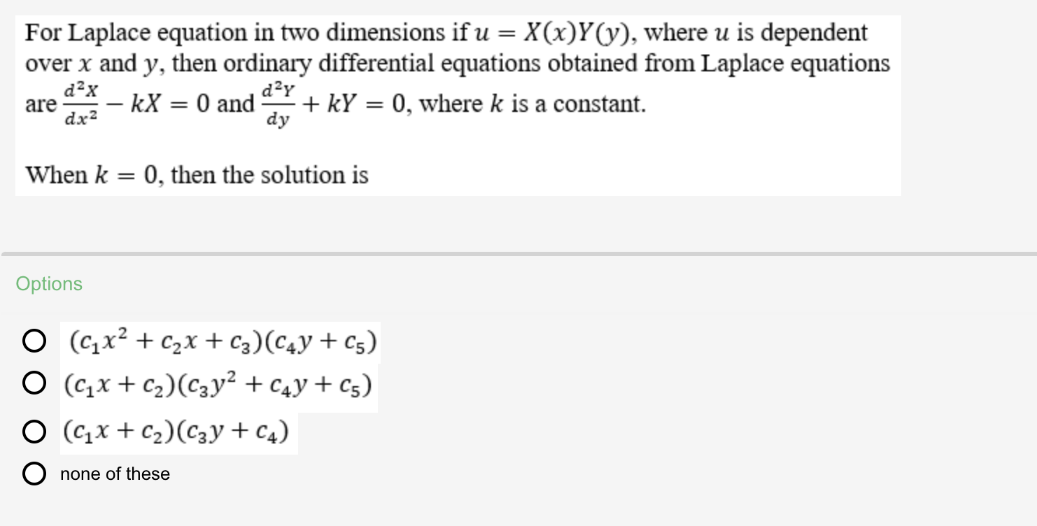 Solved For Laplace Equation In Two Dimensions If U X X Y Y Chegg