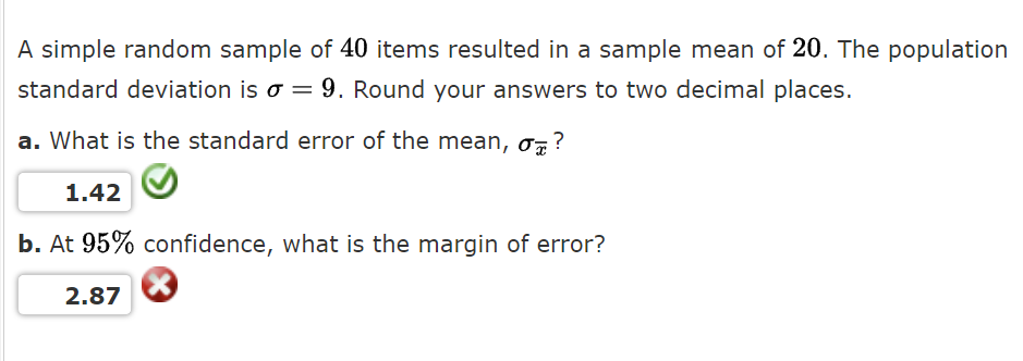 Solved A Simple Random Sample Of 40 Items Resulted In A Chegg