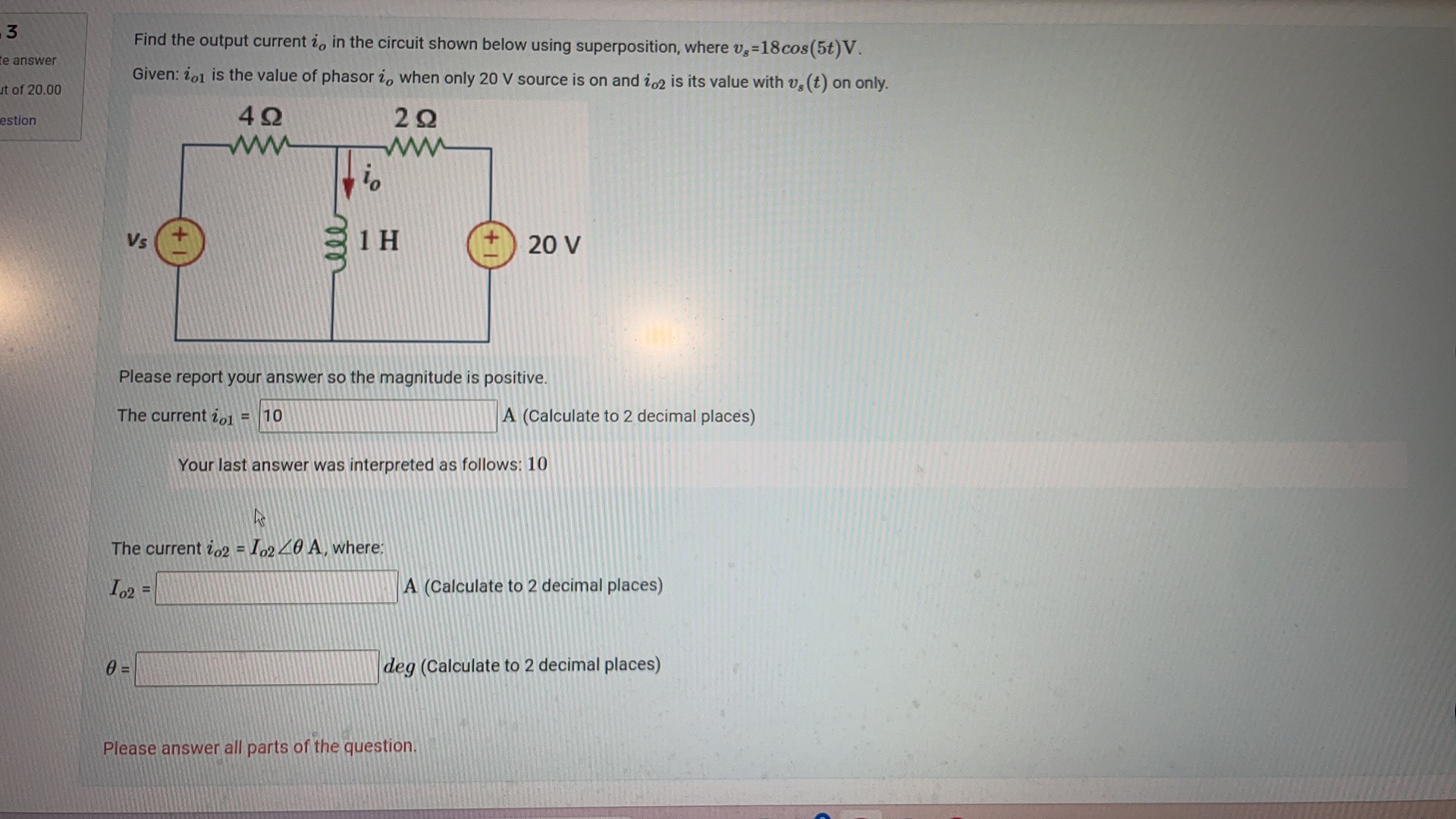 Solved Find The Output Current Io In The Circuit Shown Below Chegg