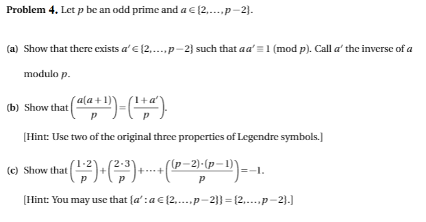 Solved Problem Let P Be An Odd Prime And A P Chegg