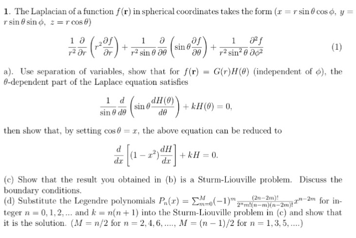 Solved The Laplacian Of A Function Fr In Spherical Coor 2836