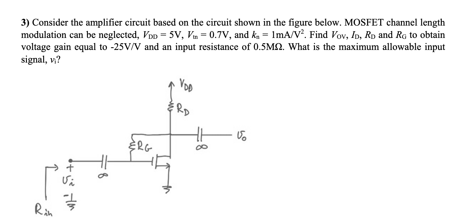 Solved Consider The Amplifier Circuit Based On The Chegg