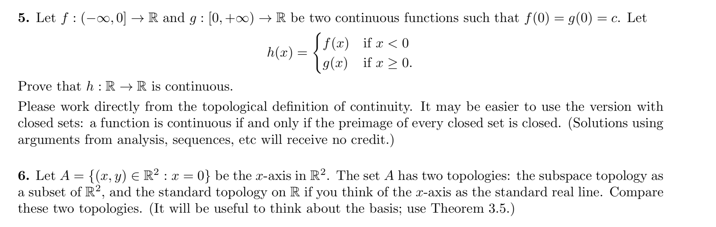 Solved Theorem 3 5 Let X Be A Topological Space And Be A Chegg