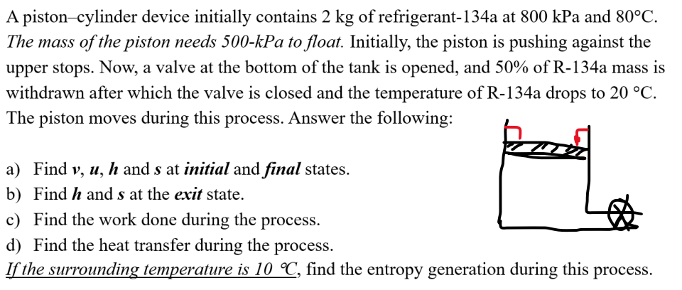 Solved A Piston Cylinder Device Initially Contains Kg Of Chegg