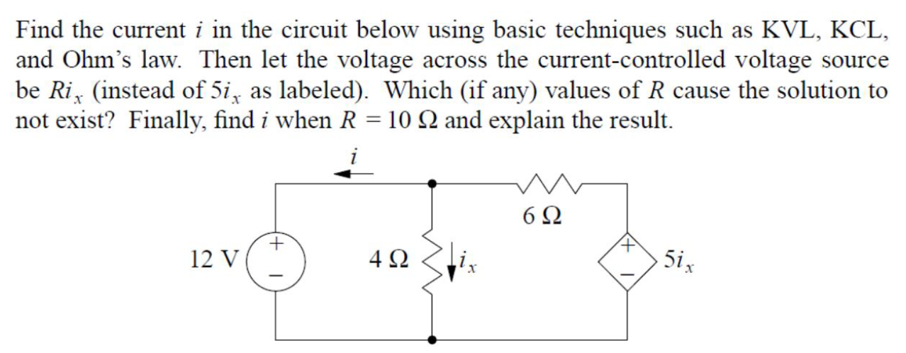 Solved Find The Current I In The Circuit Below Using Basic Chegg