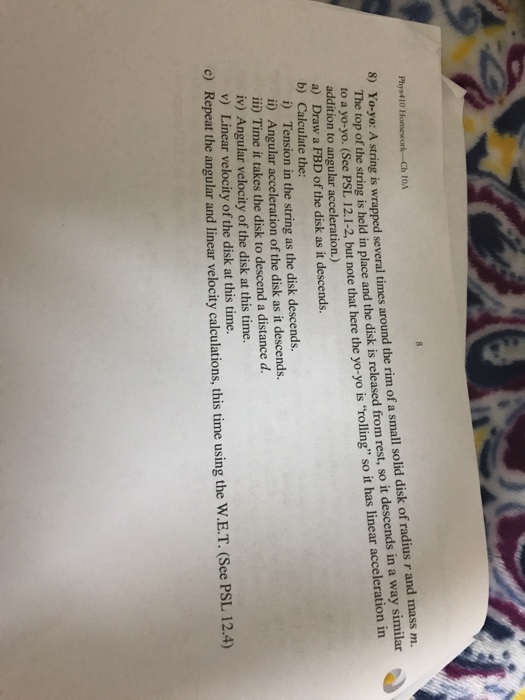 Solved Phys H Ioa O Yo A String Is Wrapped Several Times Chegg