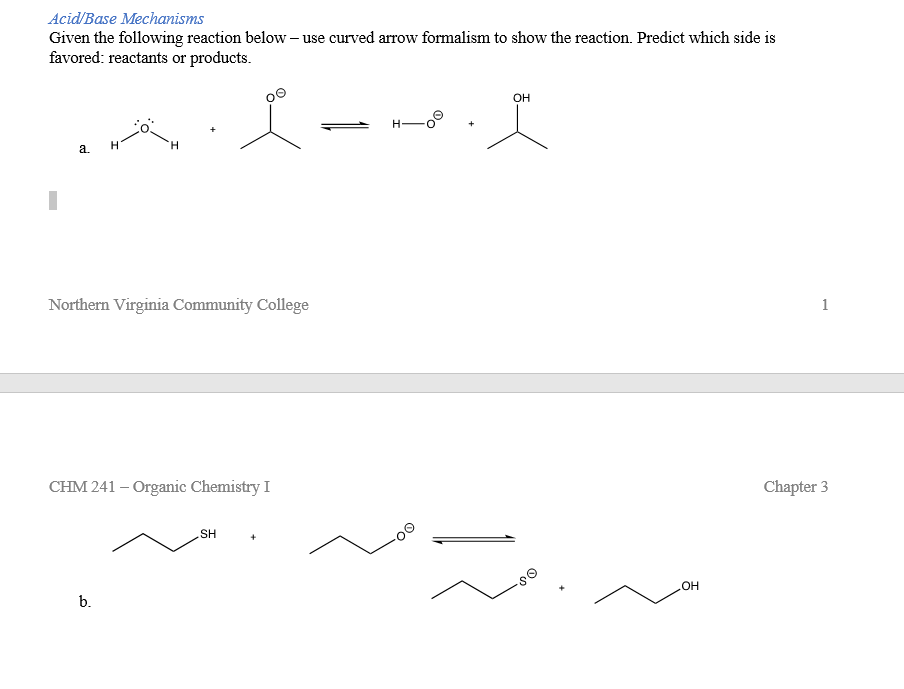 Solved Acid Base Mechanisms Given The Following Reaction Chegg