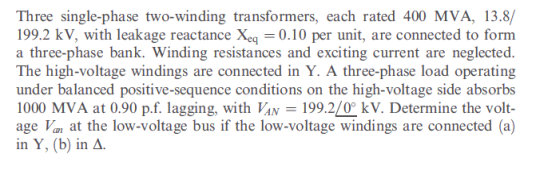 Solved Three Single Phase Two Winding Transformers Each Chegg