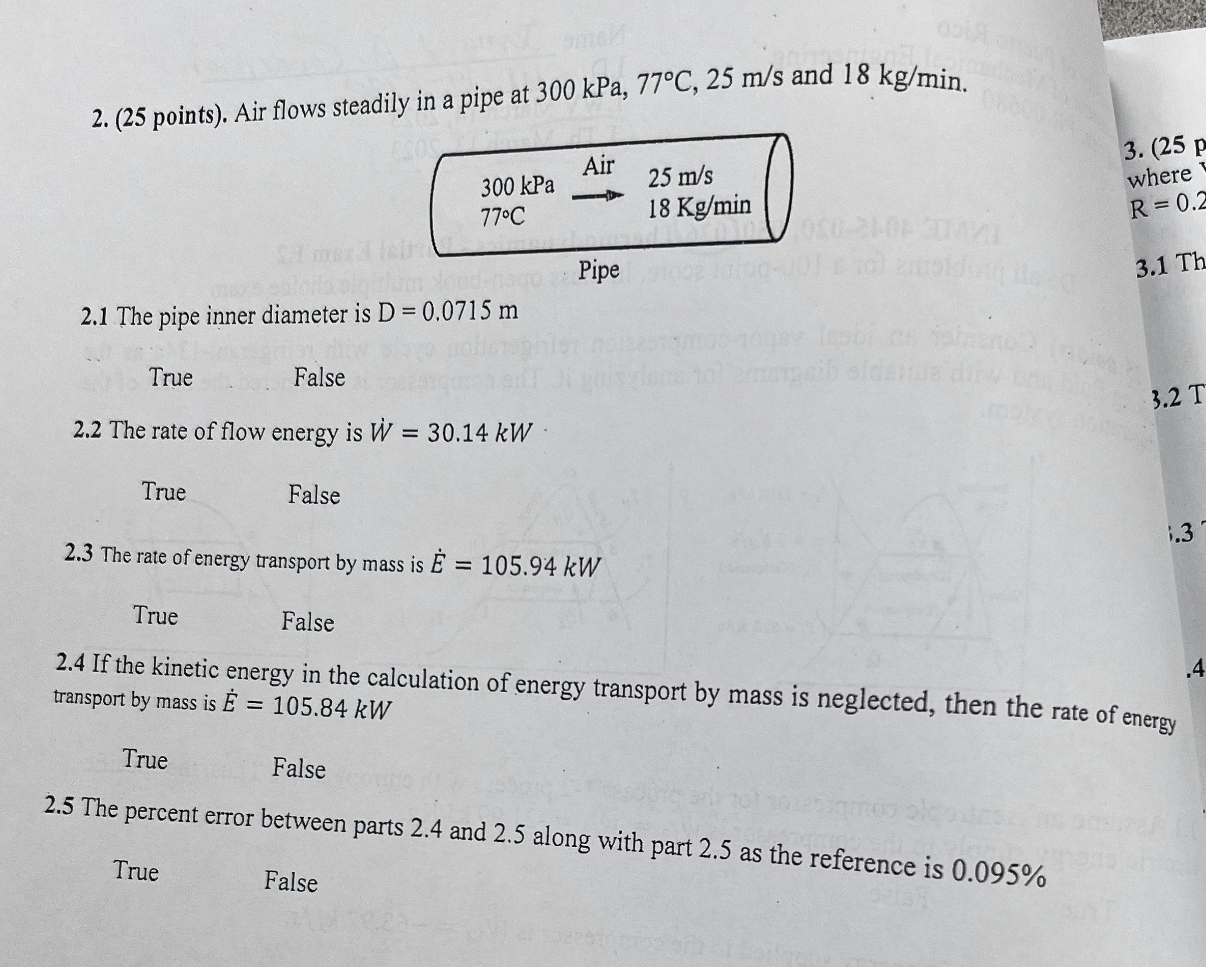 Solved 2 25 Points Air Flows Steadily In A Pipe At Chegg