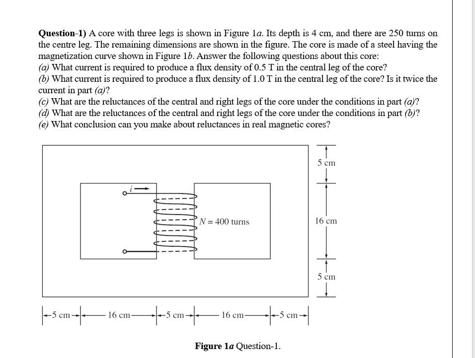 Solved Question 1 A Core With Three Legs Is Shown In Figure Chegg