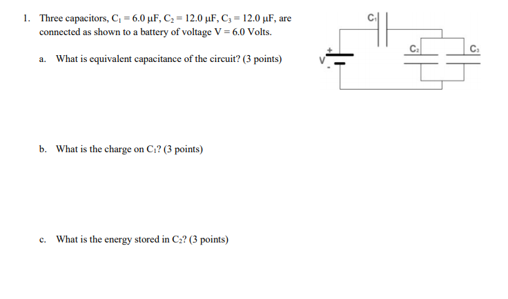 Solved Three Capacitors C Uf C Uf Cz Chegg