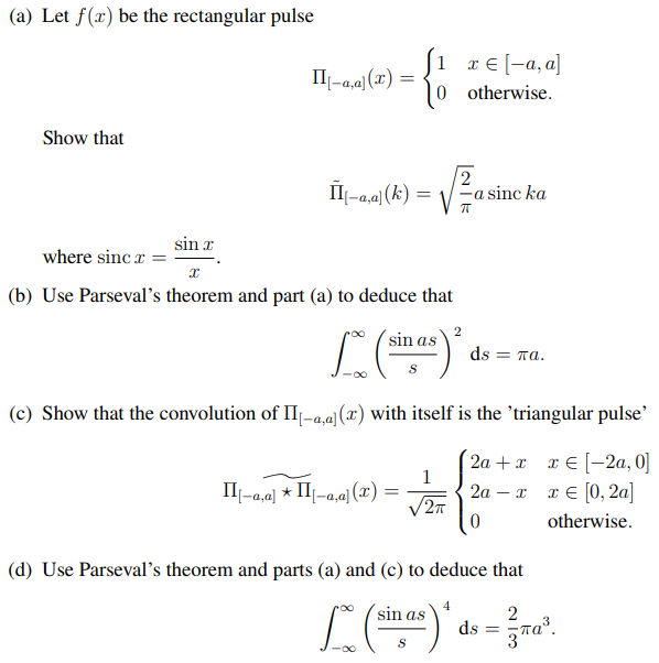 Solved A Let F X Be The Rectangular Pulse Chegg