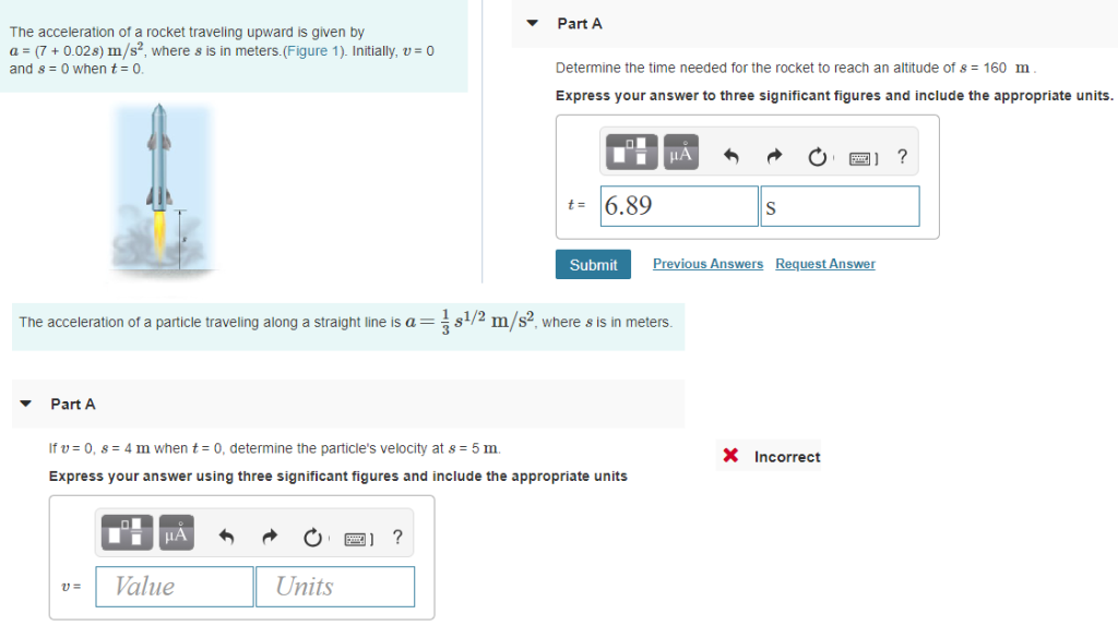 Solved Part A The Acceleration Of A Rocket Traveling Upward Chegg