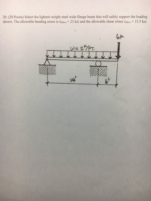 Solved The W8x24 Simply Supported Steel E 29000 Ksi Beam