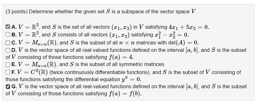 Solved 3 Points Determine Whether The Given Set S Is A Chegg