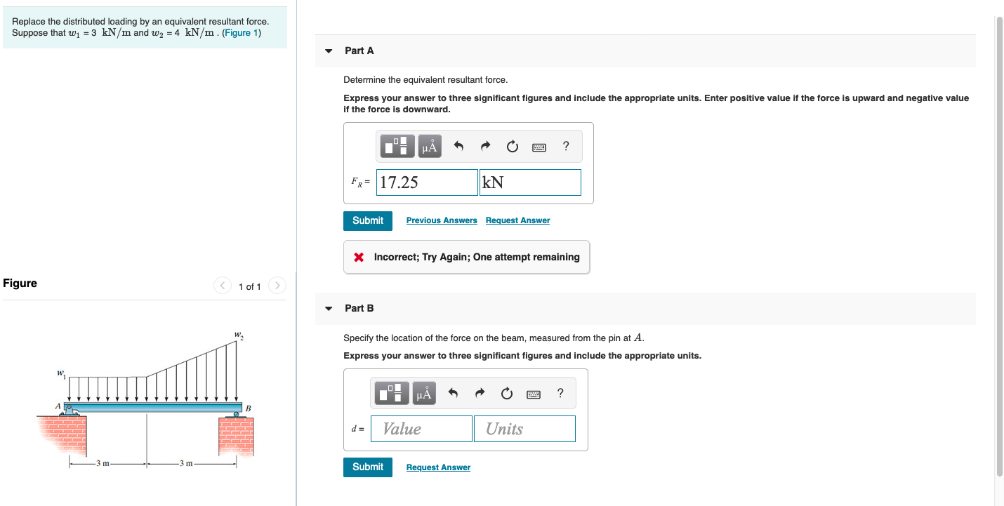 Solved Replace The Distributed Loading By An Equivalent Chegg