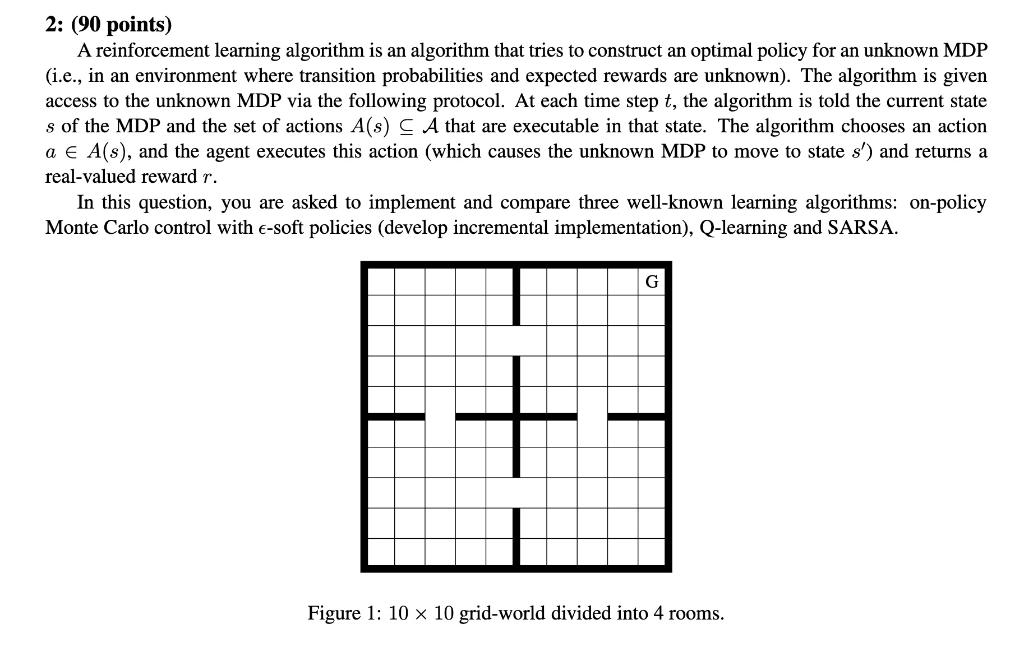 Solved 2 90 Points A Reinforcement Learning Algorithm Is Chegg