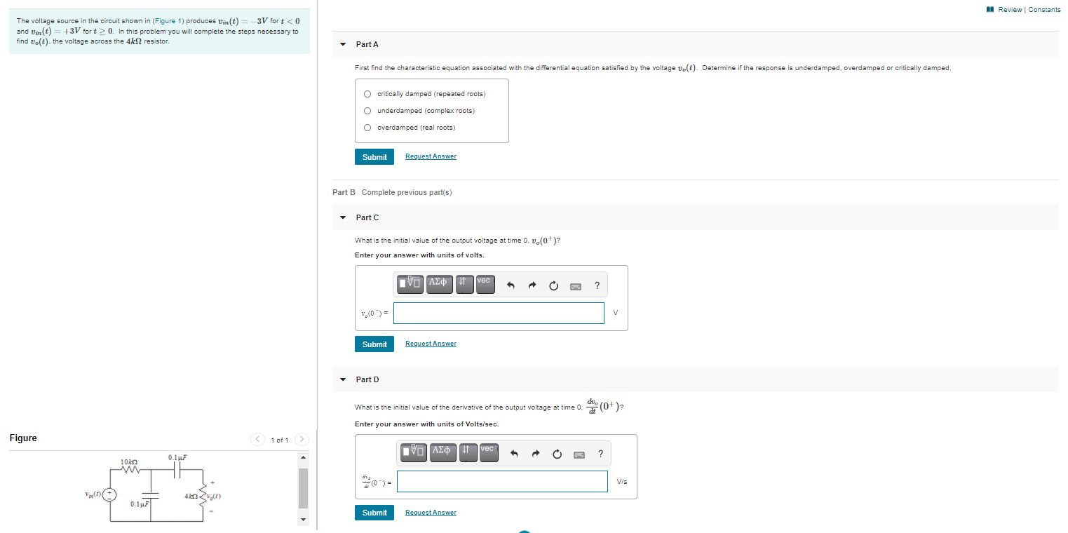 Solved II Review Constants The Voltage Source In The Circuit Chegg