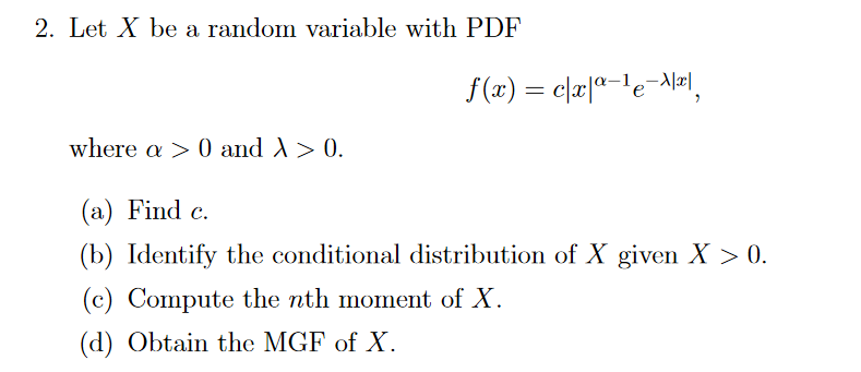 Solved 2 Let X Be A Random Variable With PDF F X Chegg