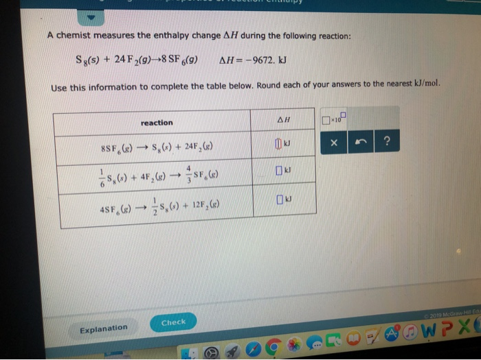 Solved A chemist measures the enthalpy change ΔΗ during the Chegg