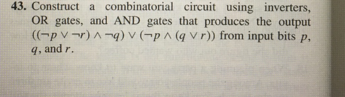 Solved Construct A Combinatorial Circuit Using Inverters OR Chegg