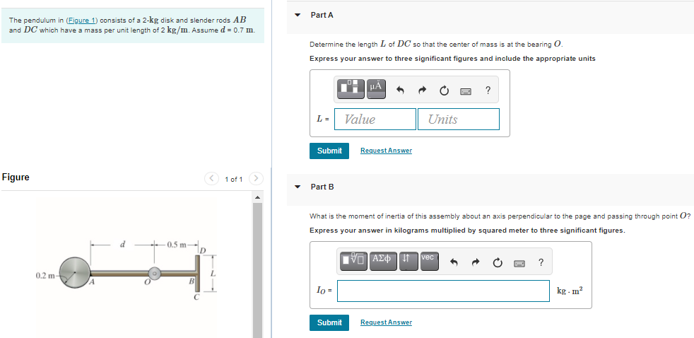 Solved Part A The Pendulum In Figure 1 Consists Of A 2 Kg Chegg