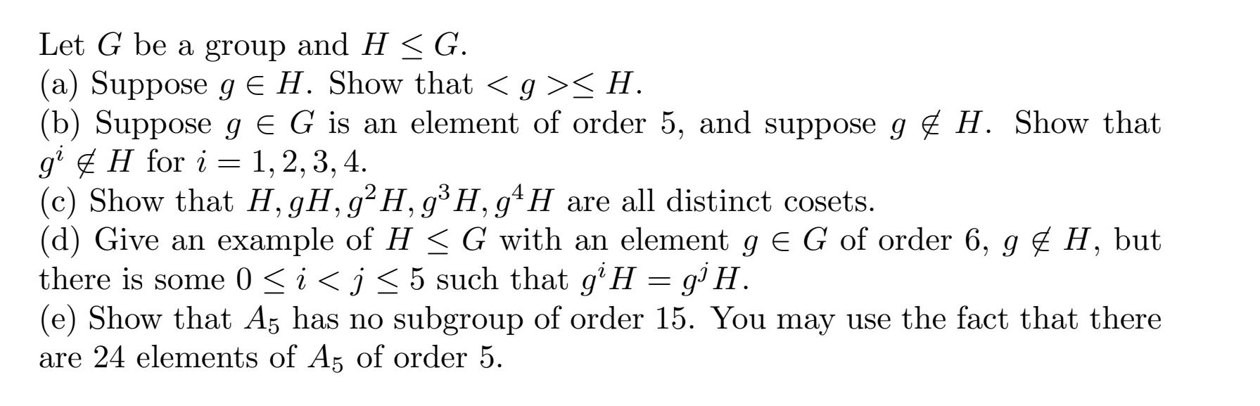 Solved Let G Be A Group And HG A Suppose GH Show That Chegg