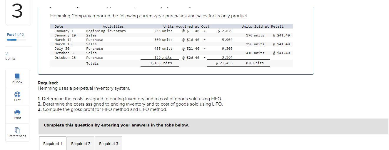 Solved Required Hemming Uses A Perpetual Inventory System Chegg