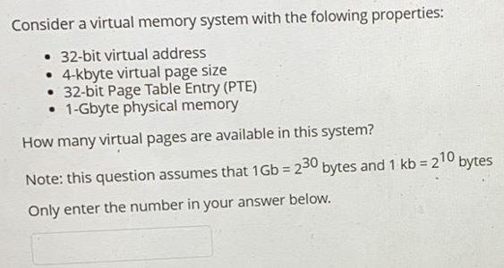 Solved Consider A Virtual Memory System With The Folowing Chegg