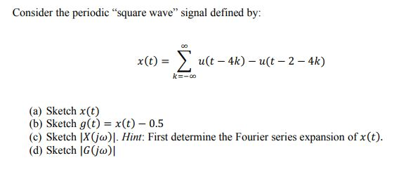 Solved Consider The Periodic Square Wave Signal Defined Chegg