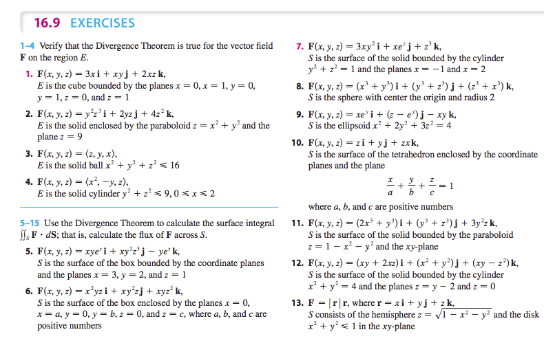 Solved 16 9 EXERCISES 1 4 Verify That The Divergence Theorem Chegg