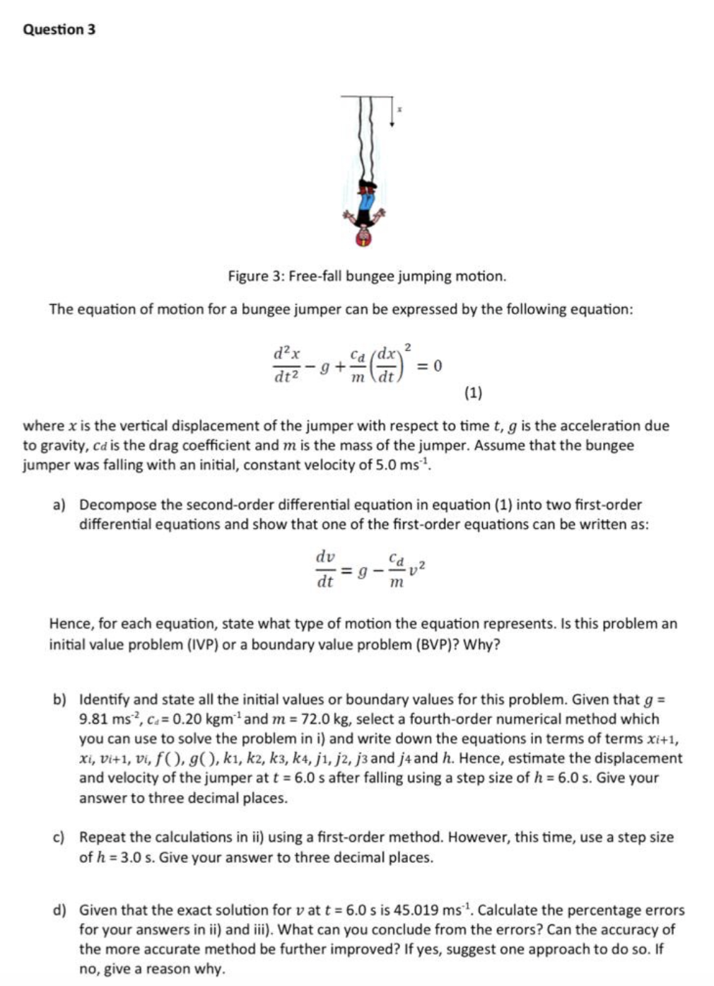 Solved Figure 3 Free Fall Bungee Jumping Motion The Chegg