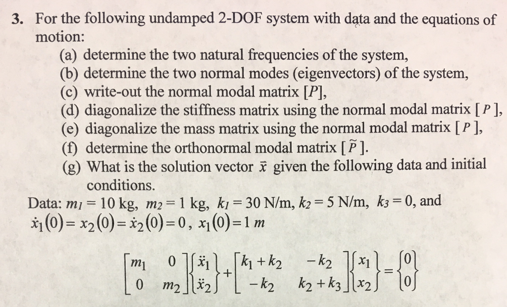 Solved The Parameters Of The Two Dof System Shown Below Off