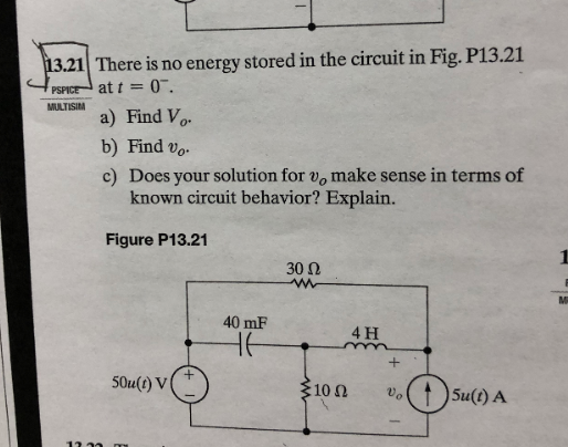 Solved There Is No Energy Stored In The Circuit In Fig Chegg