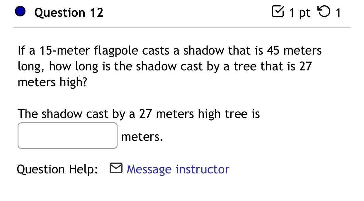 Solved If A Meter Flagpole Casts A Shadow That Is Chegg