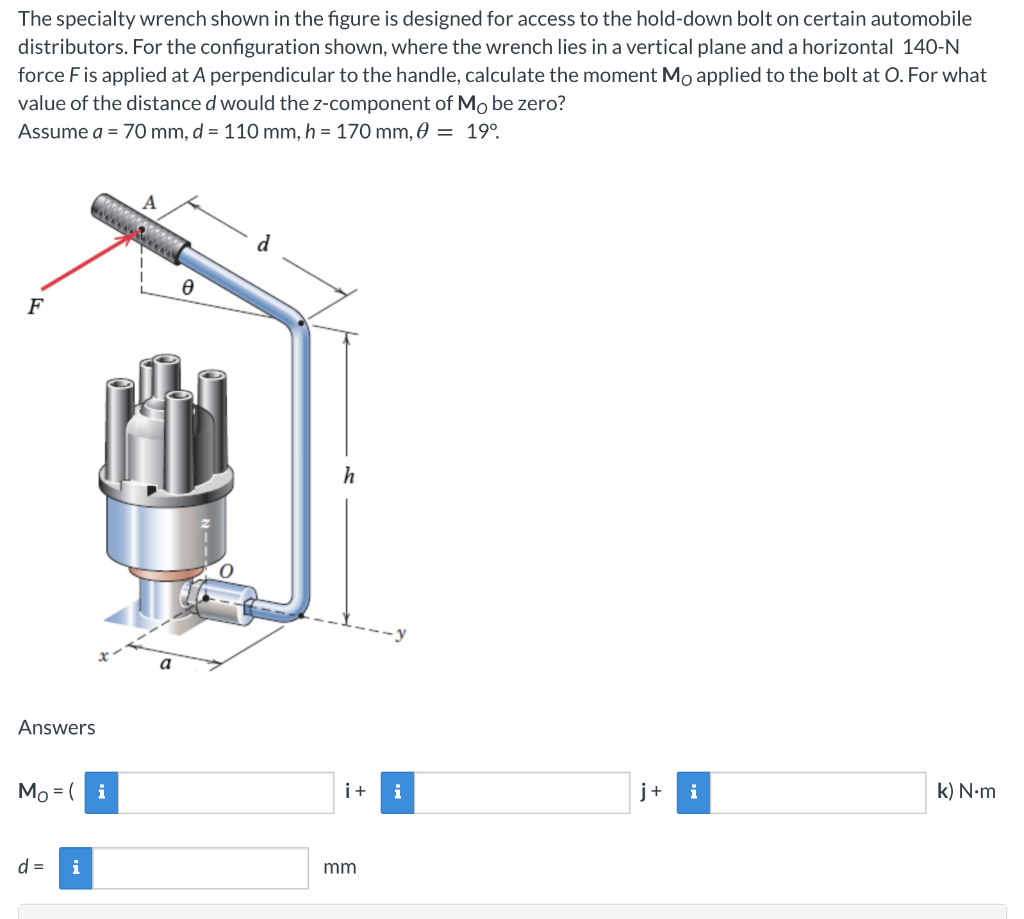 Solved The Specialty Wrench Shown In The Figure Is Designed Chegg