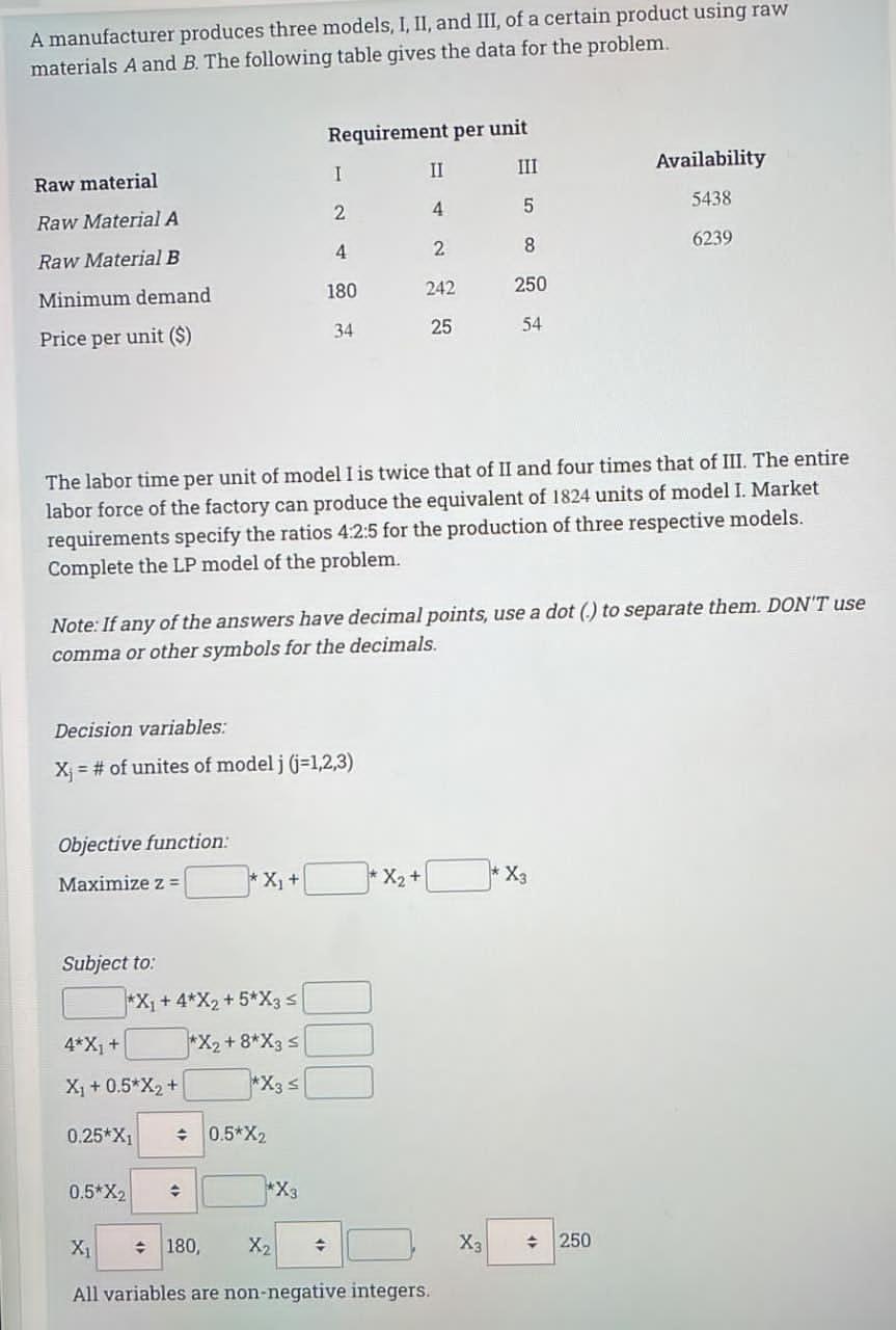 Solved A Manufacturer Produces Three Models I Ii And Iii Chegg