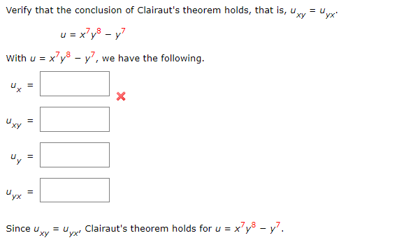 Solved Verify That The Conclusion Of Clairaut S Theorem Chegg