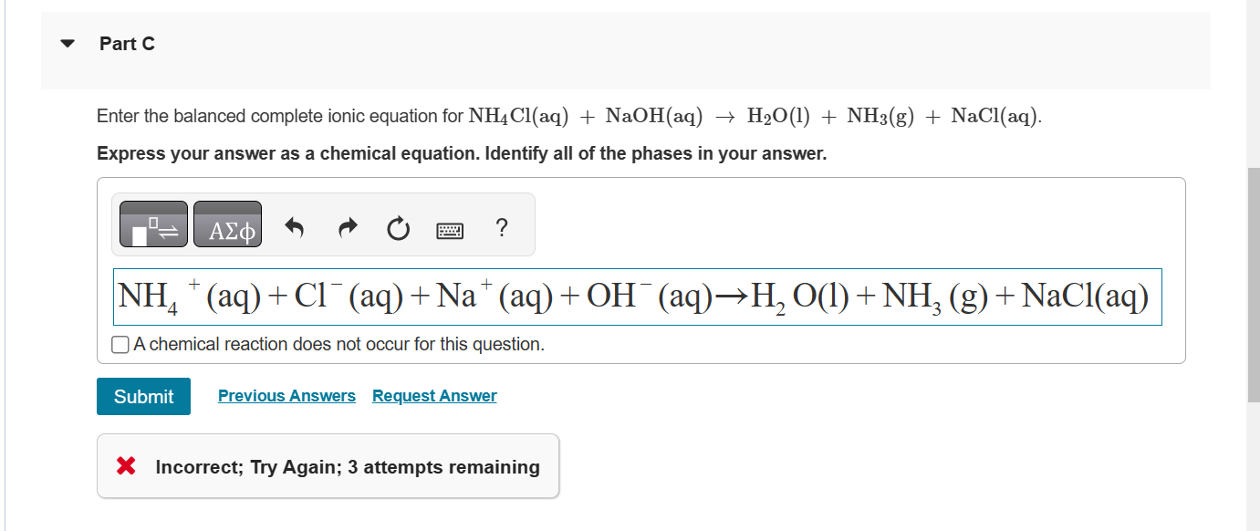 Solved Enter The Balanced Complete Ionic Equation For Chegg