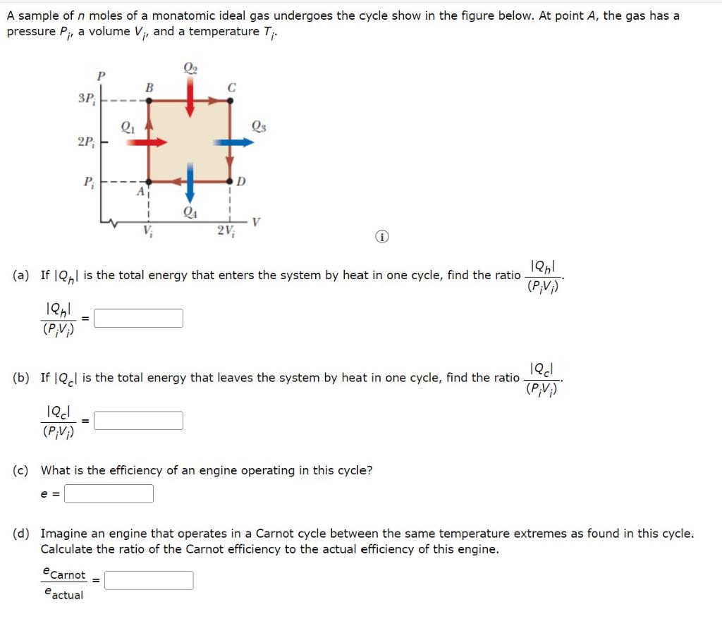 Solved A Sample Of N Moles Of A Monatomic Ideal Gas Chegg