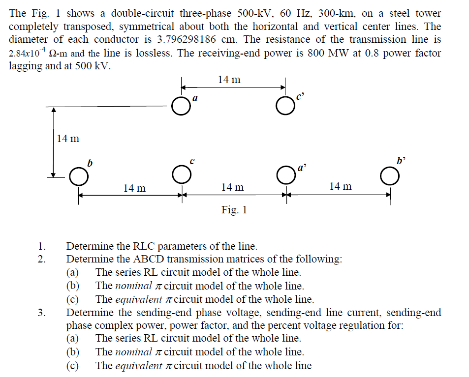 Solved The Fig Shows A Double Circuit Three Phase Kv Chegg