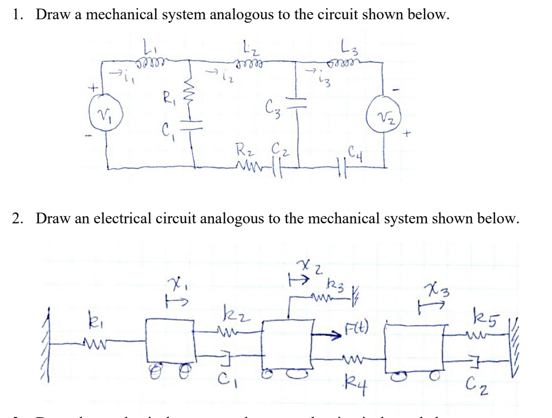 Solved 1 Draw A Mechanical System Analogous To The Circuit Chegg