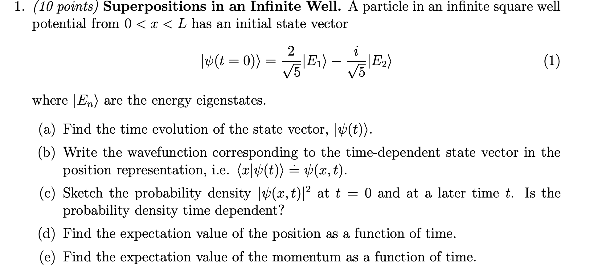 Solved Points Superpositions In An Infinite Well A Chegg