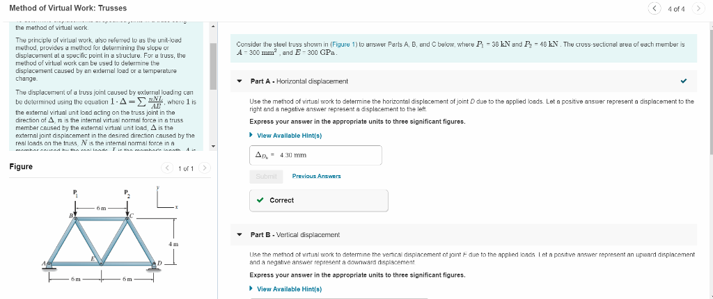 Solved Method Of Virtual Work Trusses 4 Of 4 The Method Of Chegg