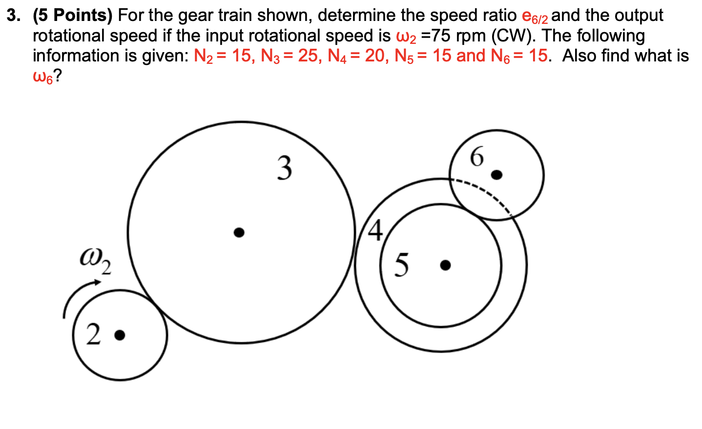 Solved 3 5 Points For The Gear Train Shown Determine The Chegg