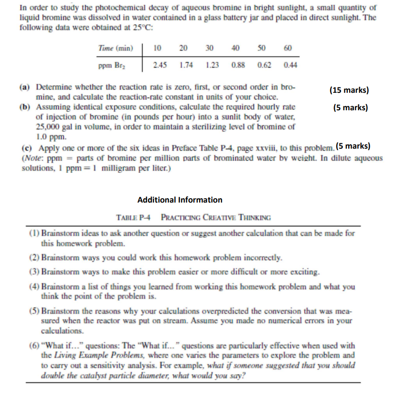 Solved In Order To Study The Photochemical Decay Of Aqueous Chegg