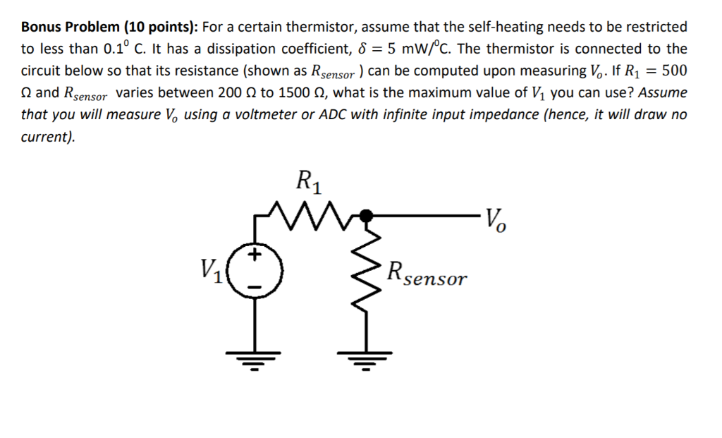 Solved Bonus Problem 10 Points For A Certain Thermistor Chegg