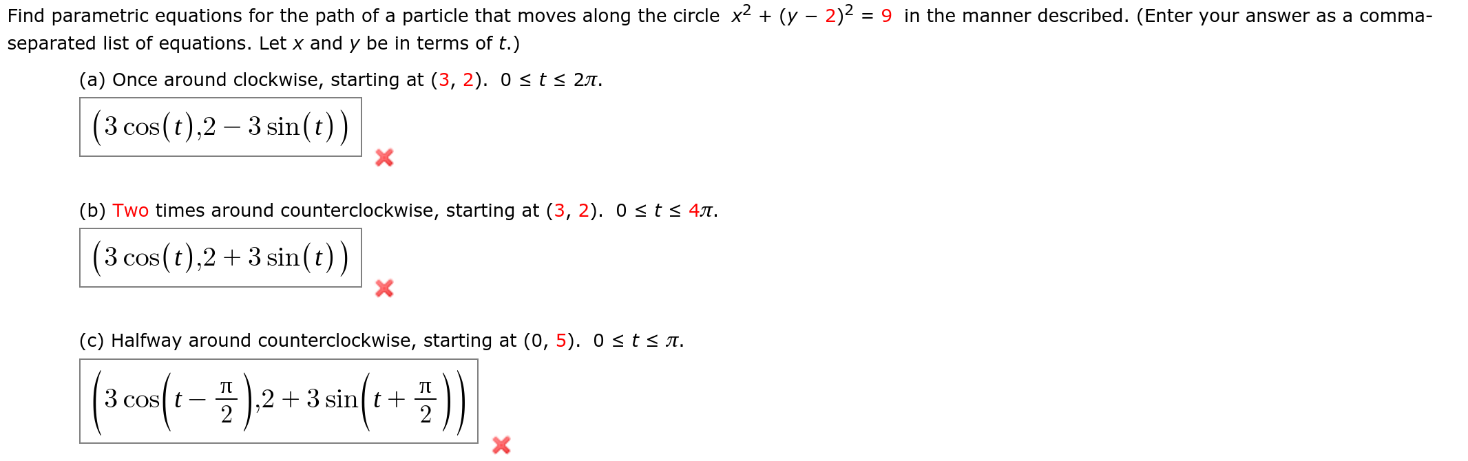 Solved Find Parametric Equations For The Path Of A Particle Chegg